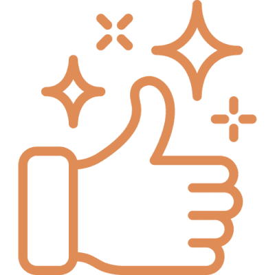 Mask group-5 Thumbs up icon with sparkling stars.